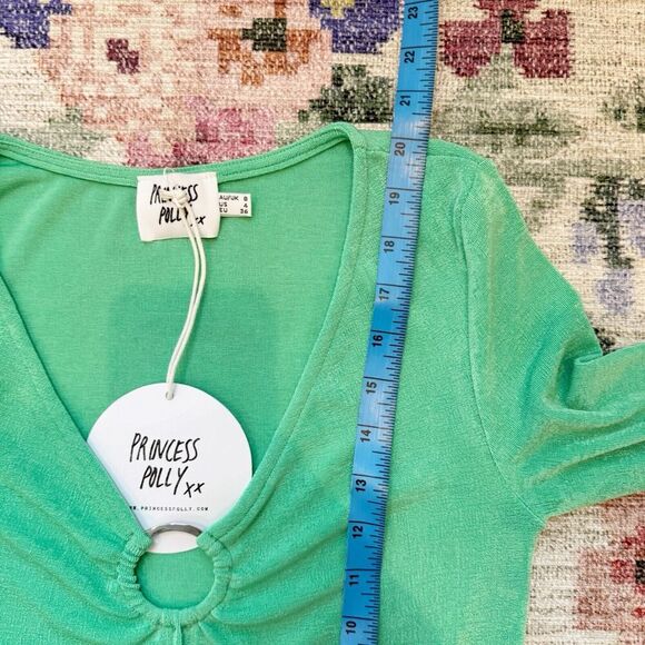 Princess Polly Shimmer Top Womens 4 90’s Metallic Open Front Retro Club NWT - Picture 6 of 7